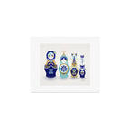 Russian Nesting Dolls - Blue & Gold Art Print Gallery Image 1