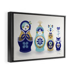 Russian Nesting Dolls - Blue & Gold Framed Canvas Print Gallery Image 6