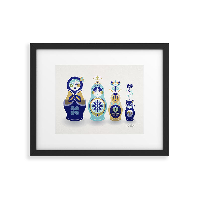Russian Nesting Dolls - Blue & Gold Framed Art Print Gallery Image 5