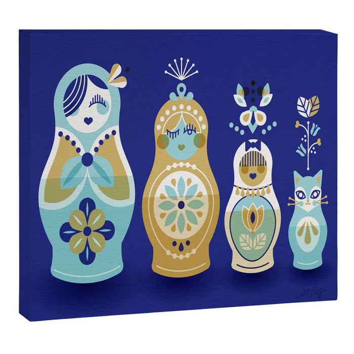 Russian Nesting Dolls - Navy Canvas Print Gallery Image 1