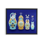Russian Nesting Dolls - Navy Framed Canvas Print Gallery Image 2
