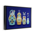 Russian Nesting Dolls - Navy Framed Canvas Print Gallery Image 6