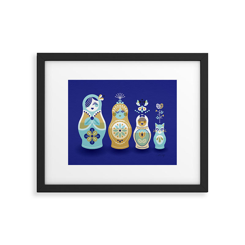 Russian Nesting Dolls - Navy Framed Art Print Gallery Image 5