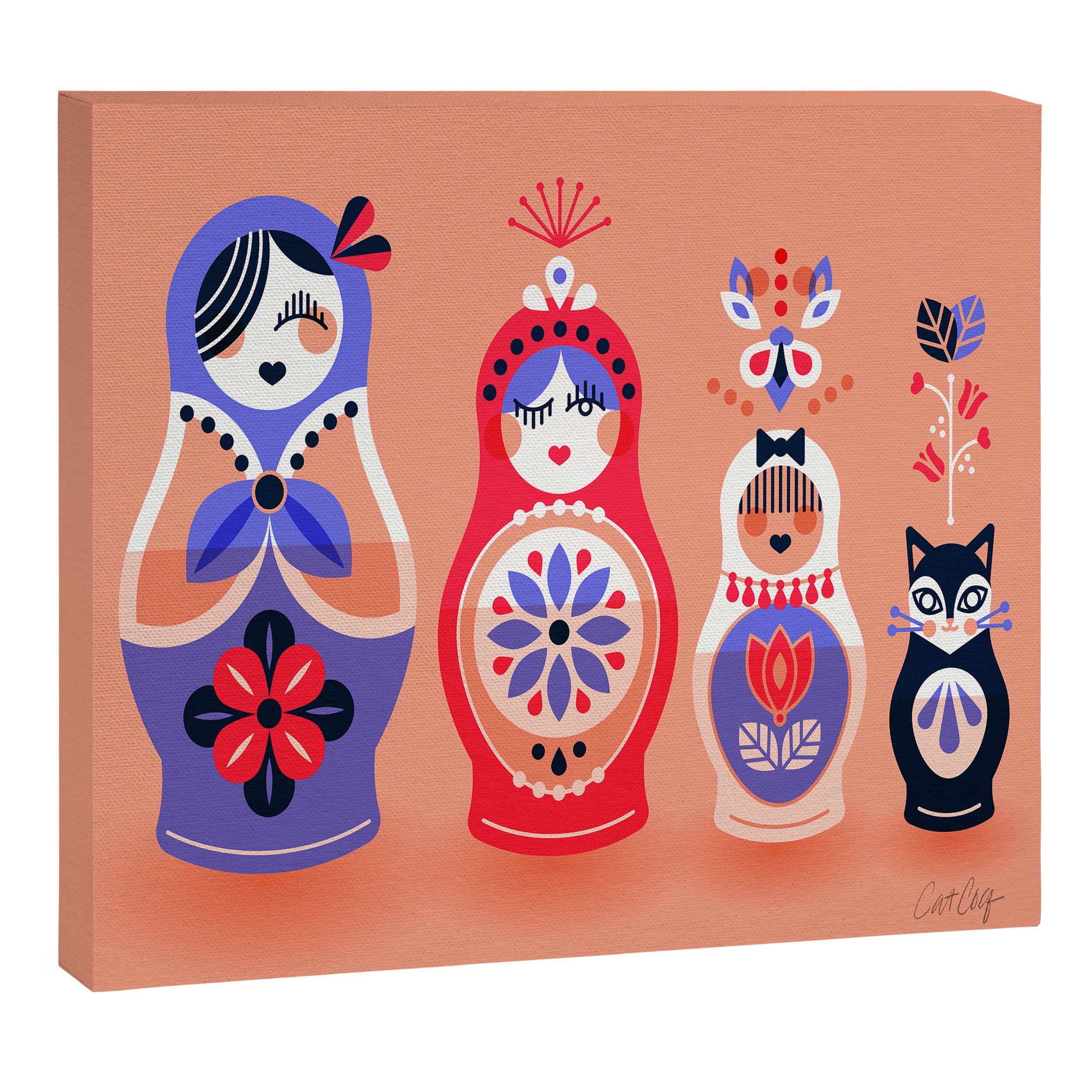 Russian Nesting Dolls - Pink & Lavender Canvas Print Gallery Image 12