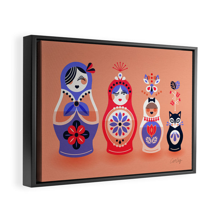 Russian Nesting Dolls - Pink & Lavender Framed Canvas Print Gallery Image 1