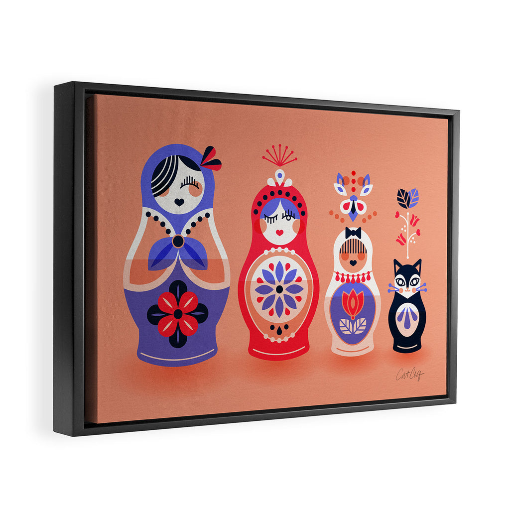 Russian Nesting Dolls - Pink & Lavender Framed Canvas Print Gallery Image 6