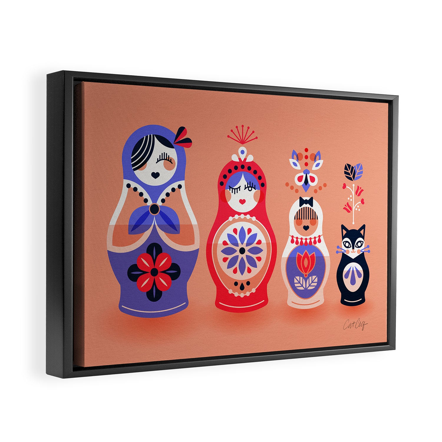 Russian Nesting Dolls - Pink & Lavender Framed Canvas Print Gallery Image 6