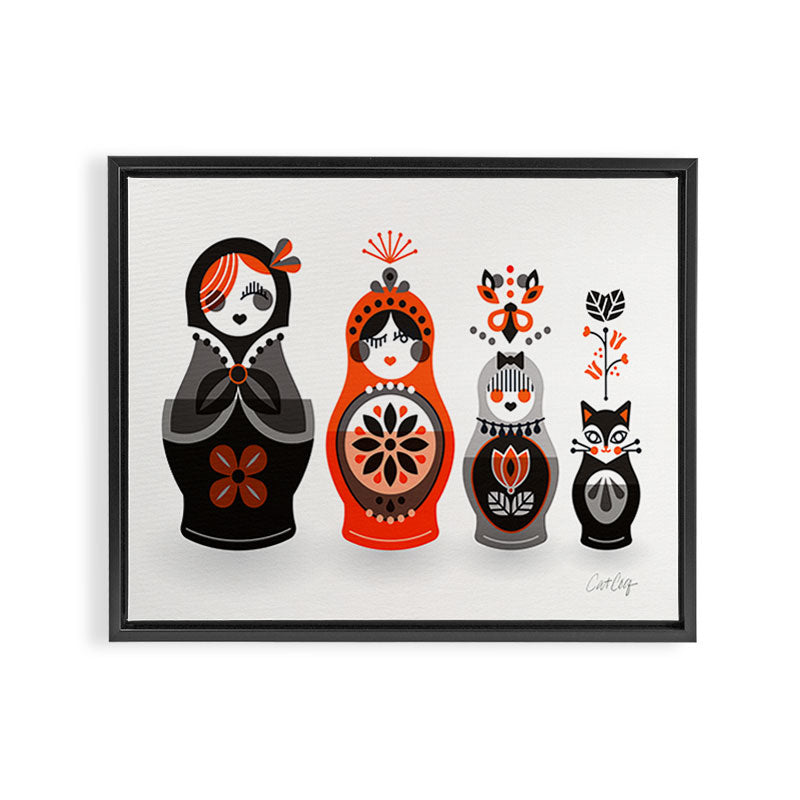 Russian Nesting Dolls - Red & Black Framed Canvas Print Gallery Image 2
