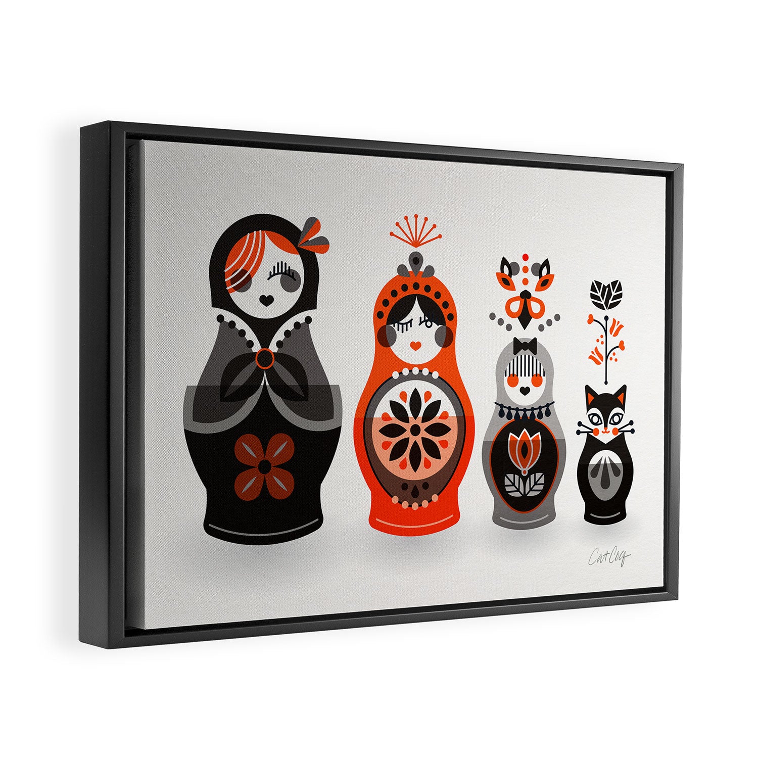 Russian Nesting Dolls - Red & Black Framed Canvas Print Gallery Image 6