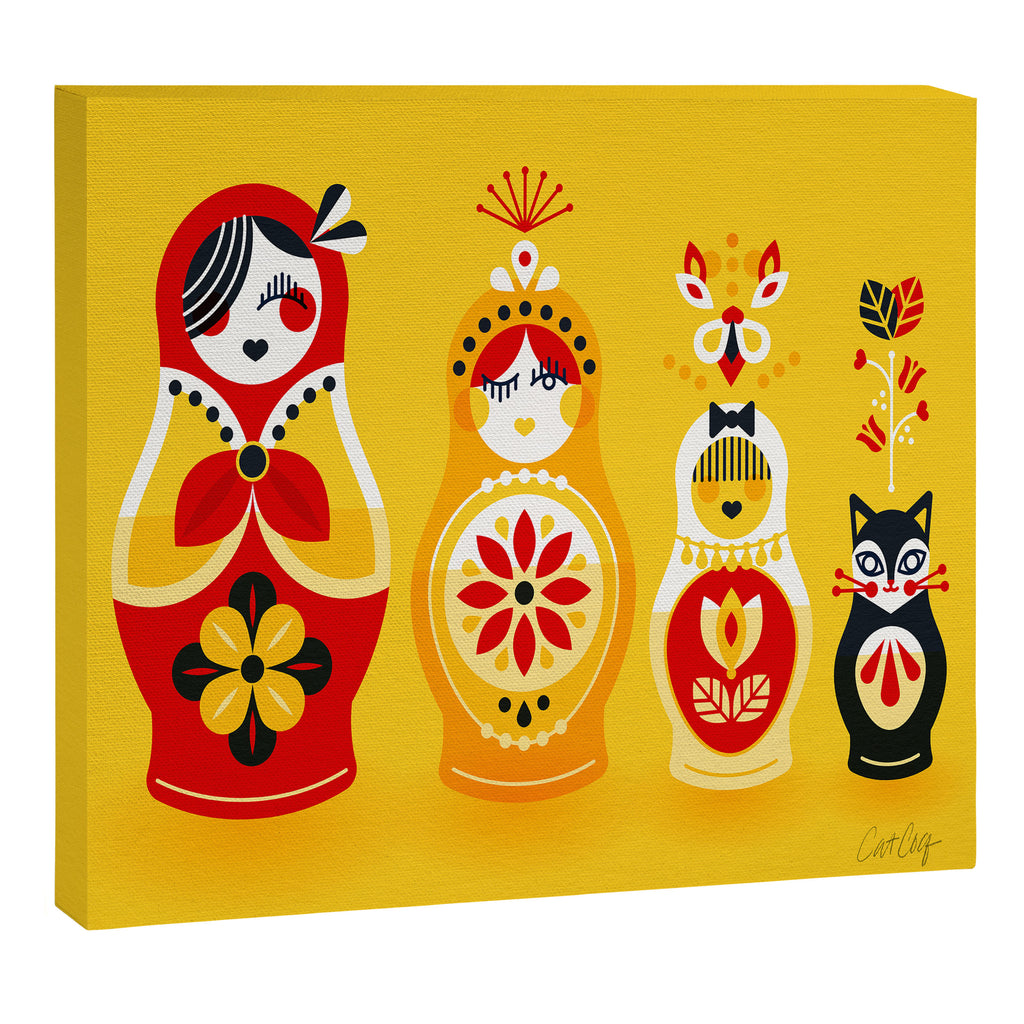 Russian Nesting Dolls - Yellow & Red Canvas Print Gallery Image 12