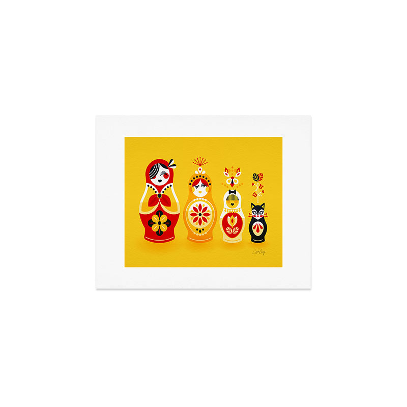 Russian Nesting Dolls - Yellow & Red Art Print Gallery Image 1