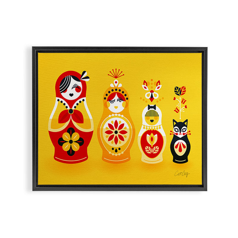 Russian Nesting Dolls - Yellow & Red Framed Canvas Print Gallery Image 2