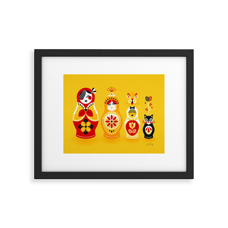 Russian Nesting Dolls - Yellow & Red Framed Art Print Gallery Image 5