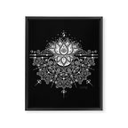 Sacred Lotus Blossom Mandala - White on Black Framed Canvas Print Gallery Image 8
