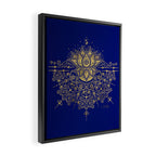 Sacred Lotus Mandala - Navy & Gold Palette Framed Canvas Print Gallery Image 2