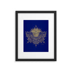 Sacred Lotus Mandala - Navy & Gold Palette Framed Art Print Gallery Image 5