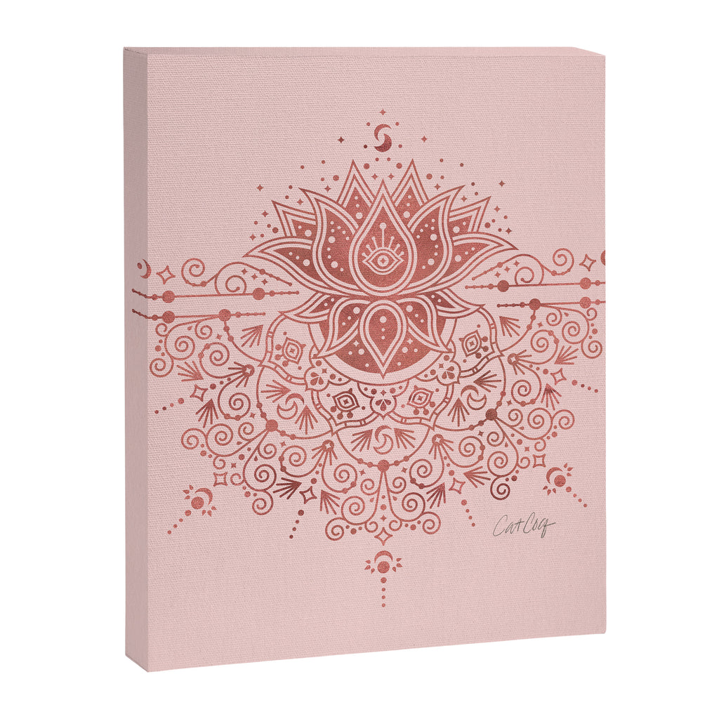 Sacred Lotus Mandala - Rose Gold & Blush Palette Canvas Print Gallery Image 6