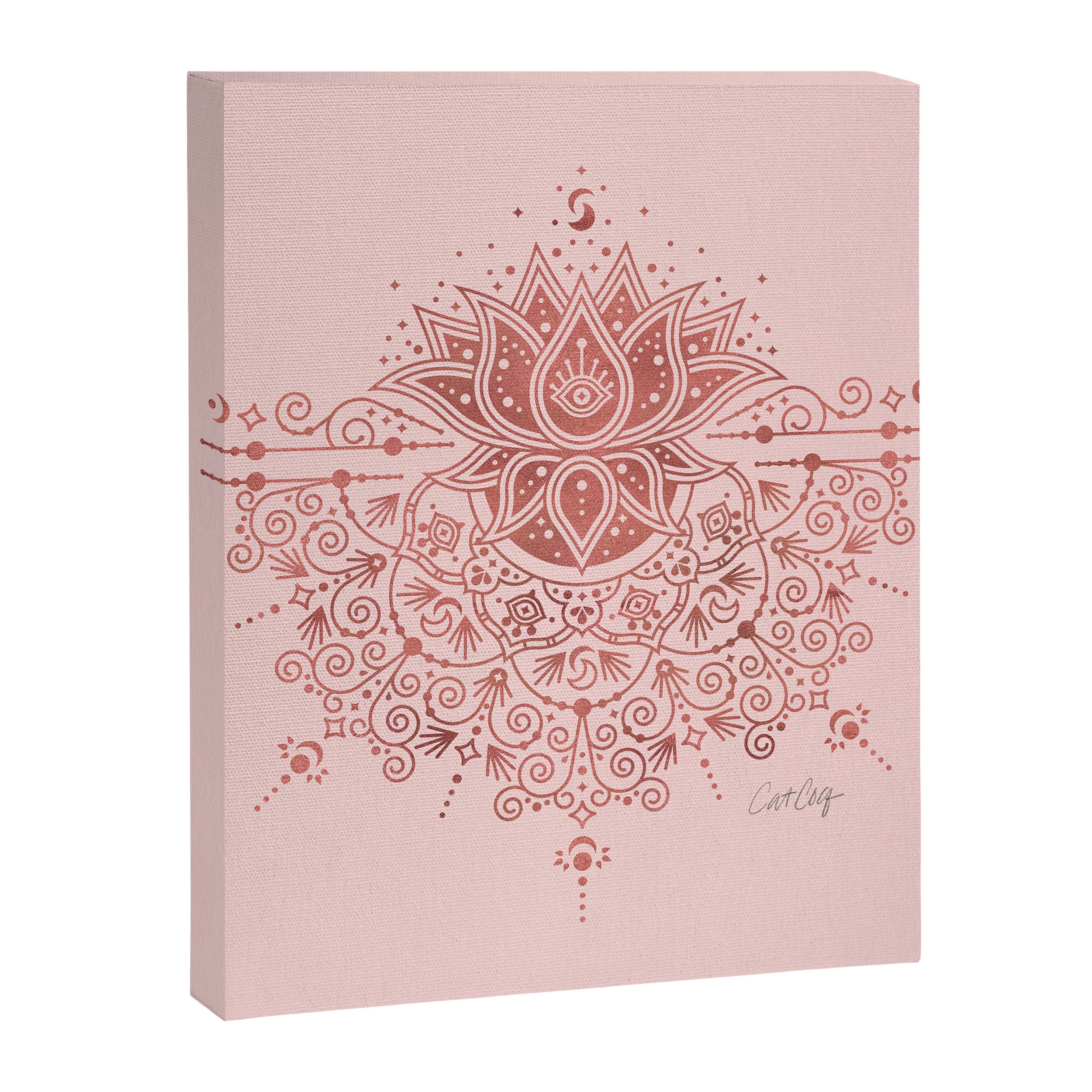 Sacred Lotus Mandala - Rose Gold & Blush Palette Canvas Print Gallery Image 6