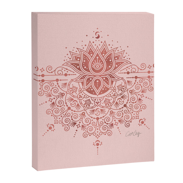 Sacred Lotus Mandala - Rose Gold & Blush Palette Canvas Print Gallery Image 1