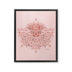 Sacred Lotus Mandala - Rose Gold & Blush Palette Framed Canvas Print Gallery Image 6