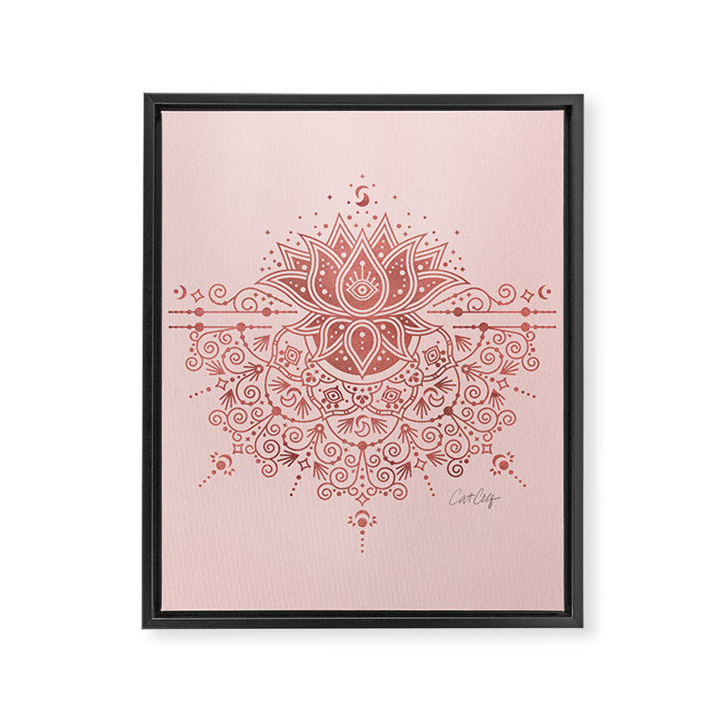Sacred Lotus Mandala - Rose Gold & Blush Palette Framed Canvas Print Gallery Image 6