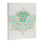 Sacred Lotus Mandala - Turquoise & Gold Palette Canvas Print Gallery Image 6