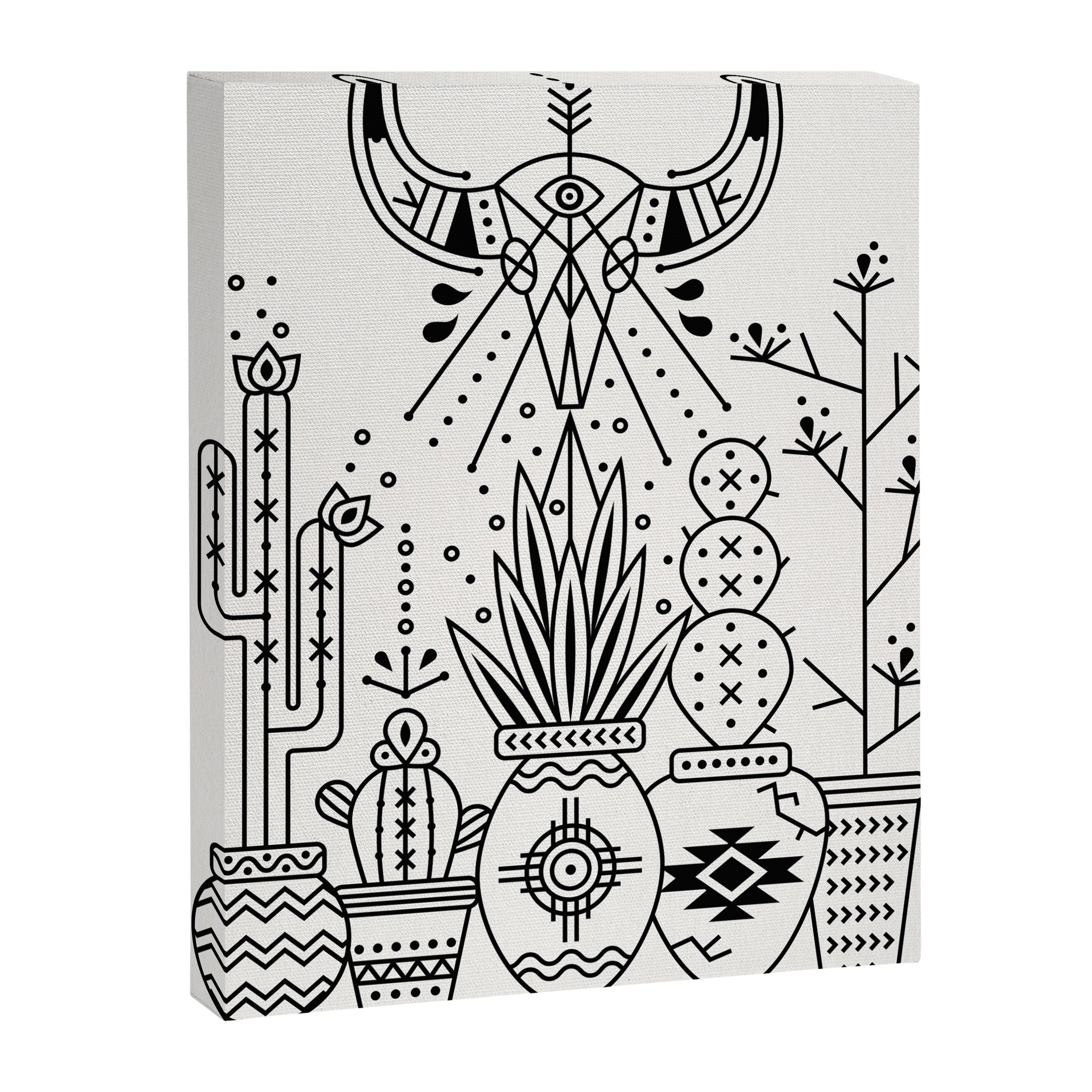 Santa Fe Garden - Black Ink Canvas Print Gallery Image 6