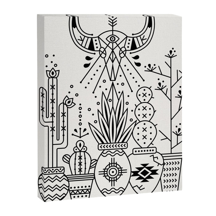Santa Fe Garden - Black Ink Canvas Print Gallery Image 1