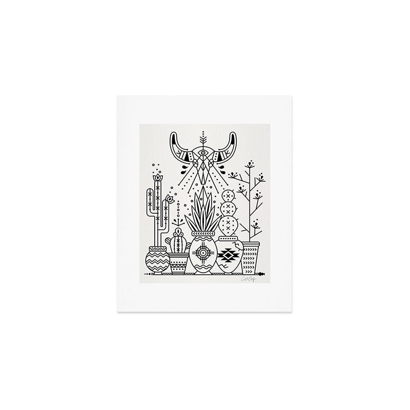 Santa Fe Garden - Black Ink Art Print Gallery Image 1