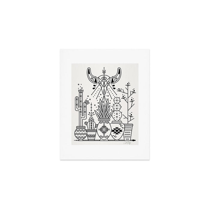 Santa Fe Garden - Black Ink Art Print Gallery Image 1