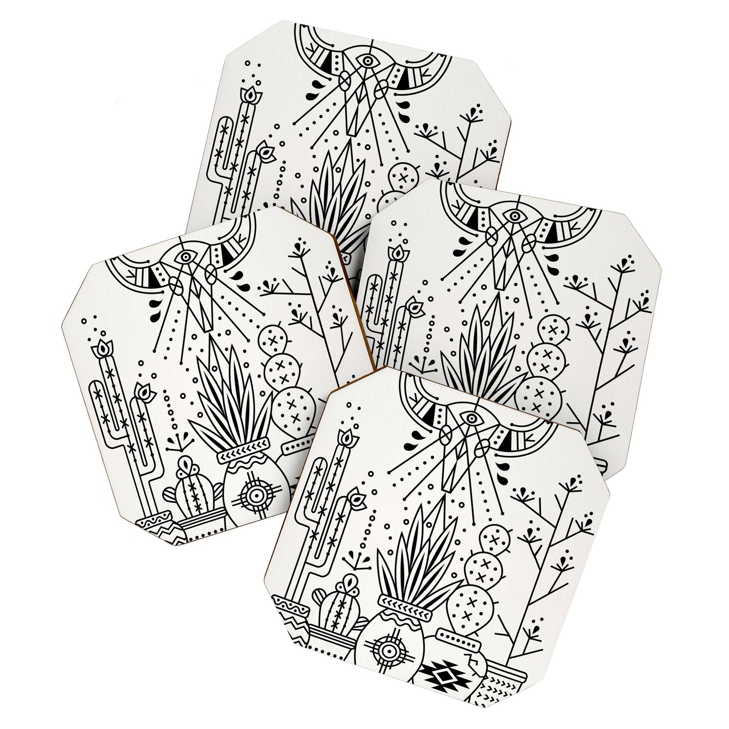 Santa Fe Garden - Black Ink Coaster Gallery Image 1