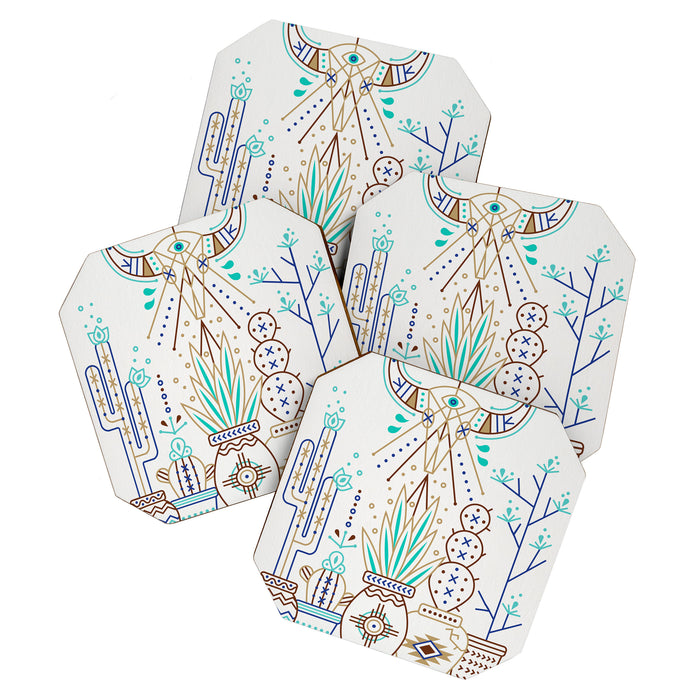 Santa Fe Garden - Turquoise & Brown Coaster Gallery Image 1