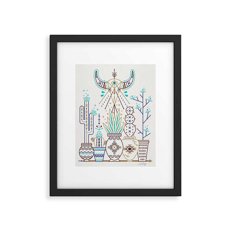 Santa Fe Garden - Turquoise & Brown Framed Art Print Gallery Image 5