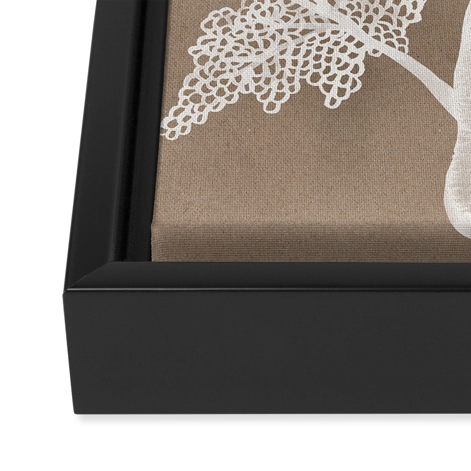 Sea Fan Coral - White on Kraft Framed Canvas Print Gallery Image 3