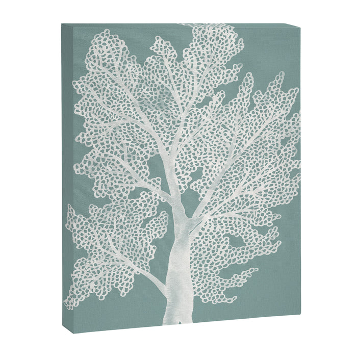 Sea Fan Coral - White on Mint Canvas Print Gallery Image 1