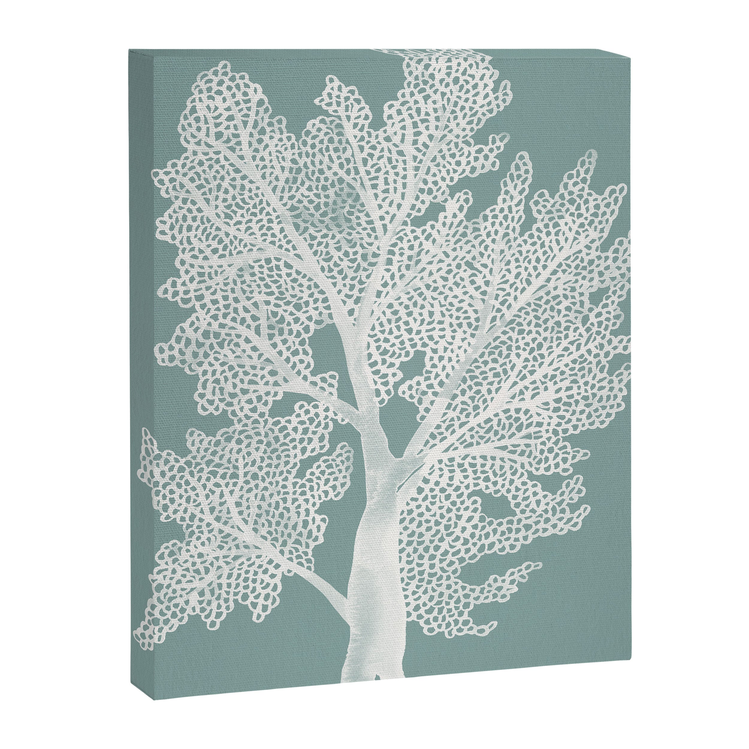 Sea Fan Coral - White on Mint Canvas Print Gallery Image 6