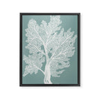 Sea Fan Coral - White on Mint Framed Canvas Print Gallery Image 6
