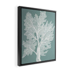 Sea Fan Coral - White on Mint Framed Canvas Print Gallery Image 2