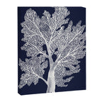 Sea Fan Coral - White on Navy Canvas Print Gallery Image 8