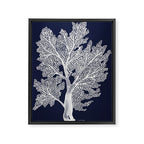 Sea Fan Coral - White on Navy Framed Canvas Print Gallery Image 8