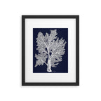Sea Fan Coral - White on Navy Framed Art Print Gallery Image 6