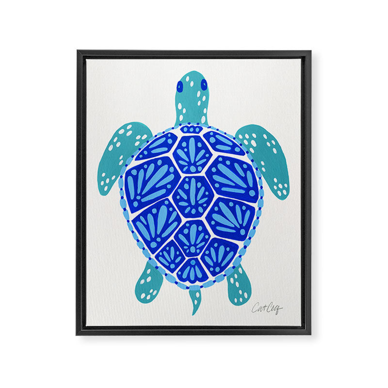 Sea Turtle - Blue Palette Framed Canvas Print Gallery Image 8
