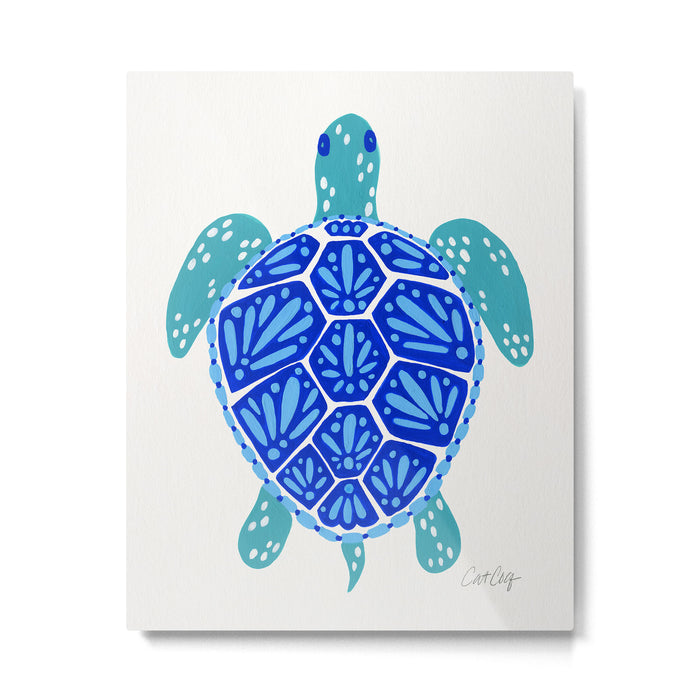 Sea Turtle - Blue Palette Metal Print Gallery Image 1
