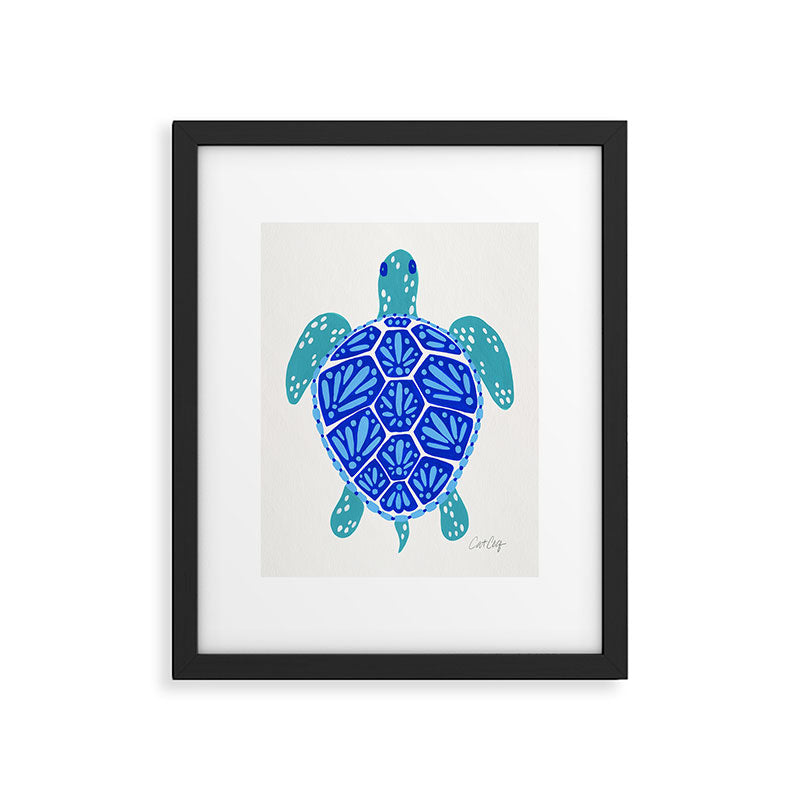 Sea Turtle - Blue Palette Framed Art Print Gallery Image 6
