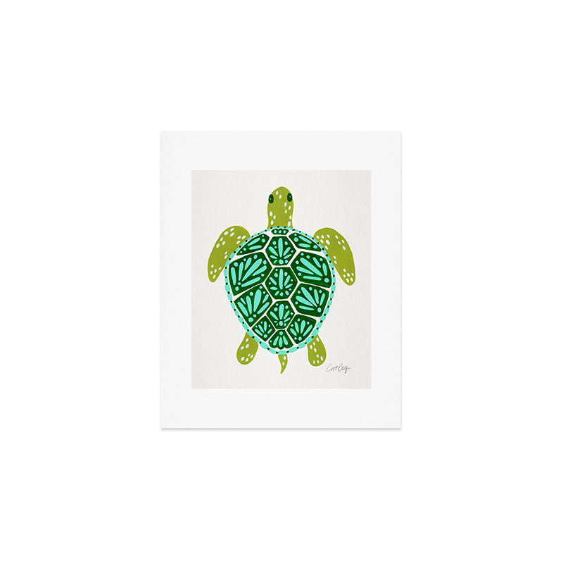 Sea Turtle - Green Palette Art Print Gallery Image 1
