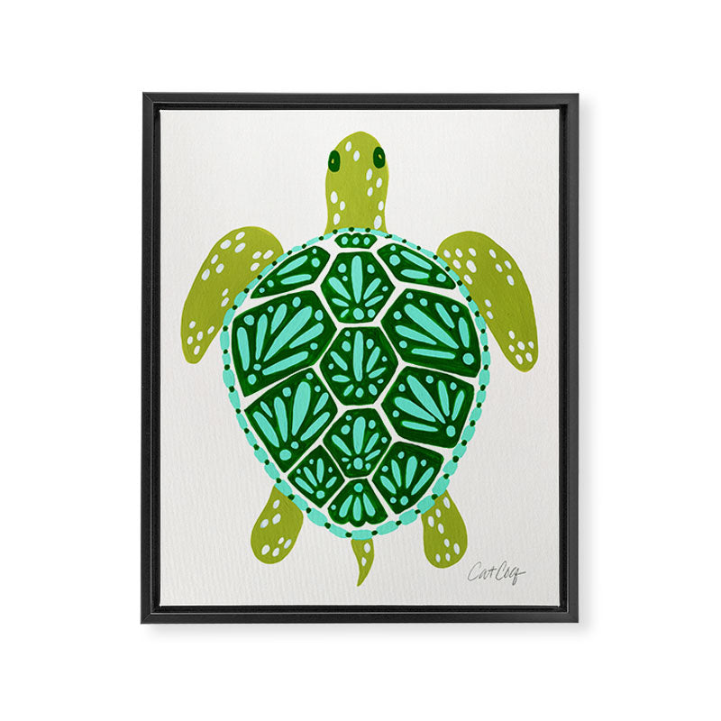 Sea Turtle - Green Palette Framed Canvas Print Gallery Image 8