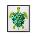 Sea Turtle - Green Palette Framed Canvas Print Gallery Image 8
