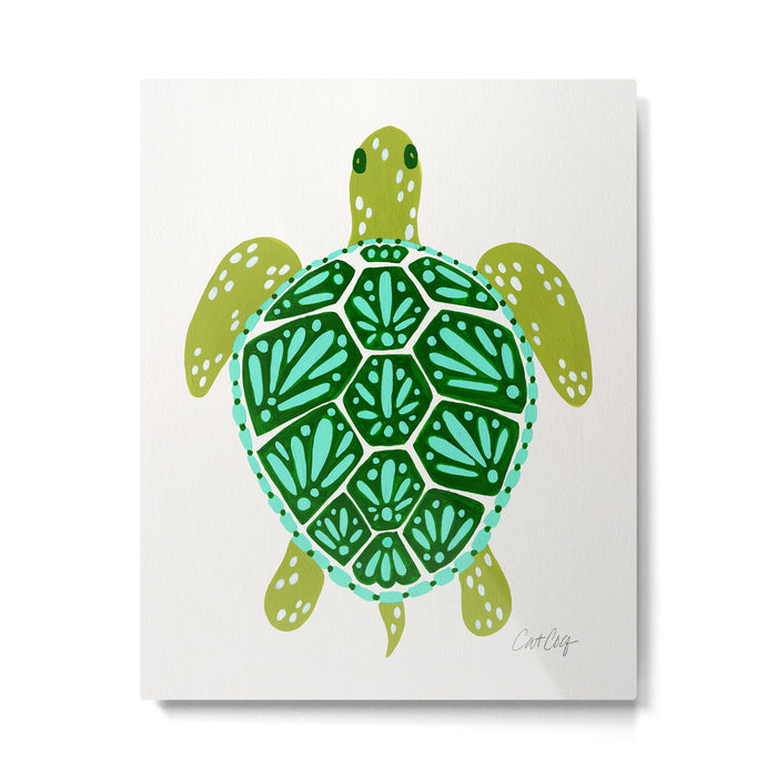 Sea Turtle - Green Palette Metal Print Gallery Image 1
