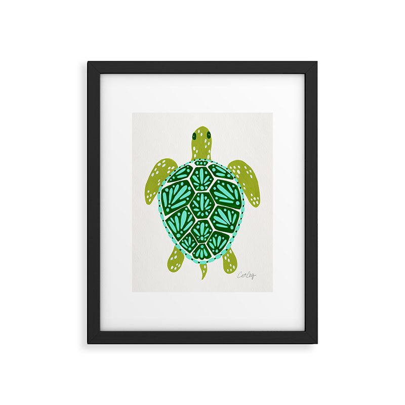 Sea Turtle - Green Palette Framed Art Print Gallery Image 4
