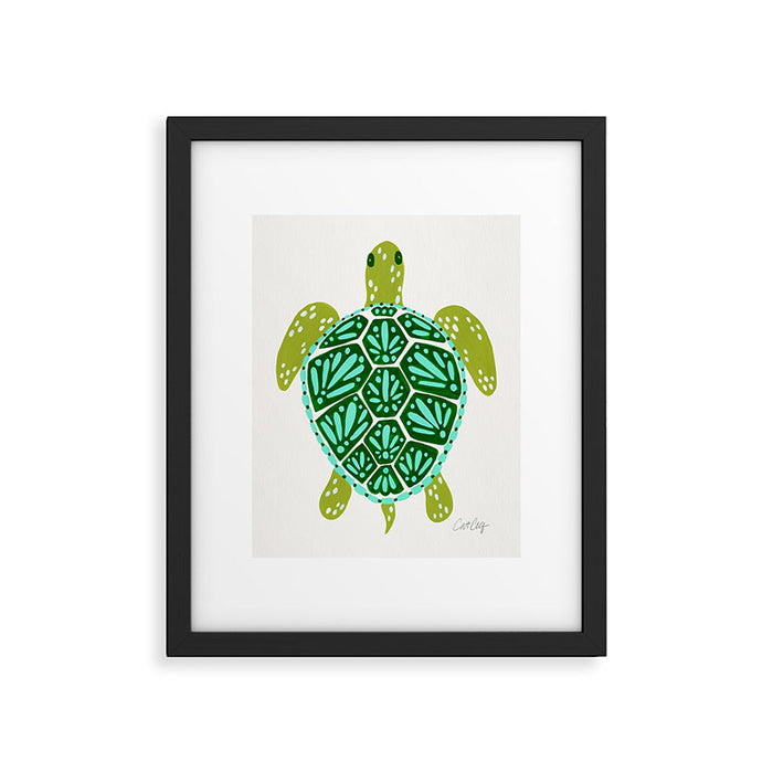 Sea Turtle - Green Palette Framed Art Print Gallery Image 1
